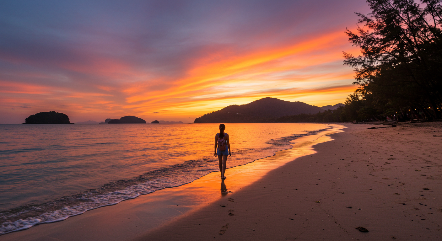 Koh Lanta Yai beach showing a sunset and calm waters