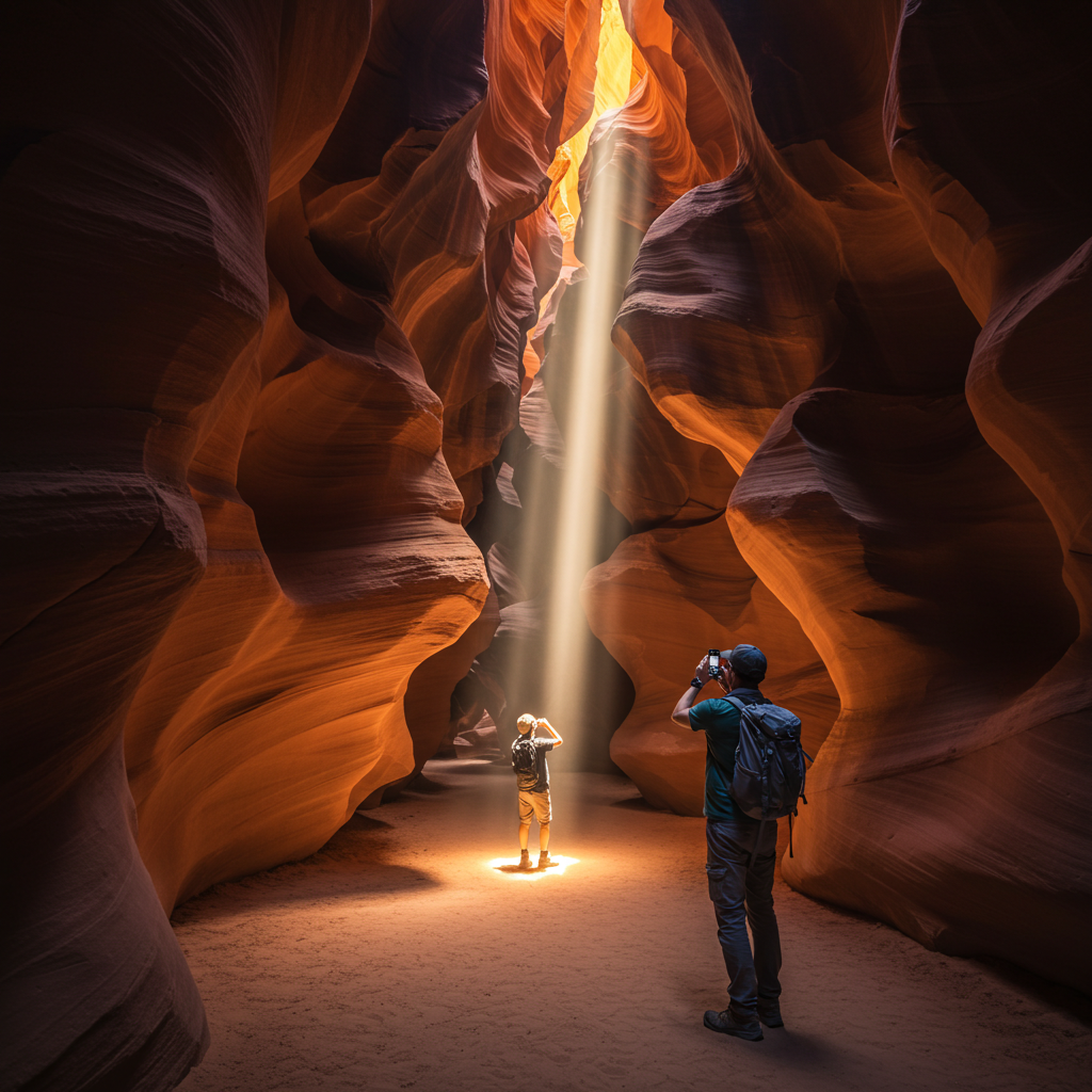 Buccaneer Trail slot canyons Utah showing narrow sandstone passages and natural light beams
