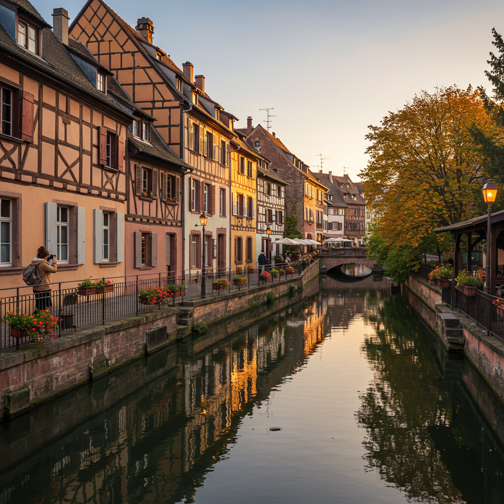 Colmar Little Venice Alsace showing colorful medieval houses and peaceful canal reflections