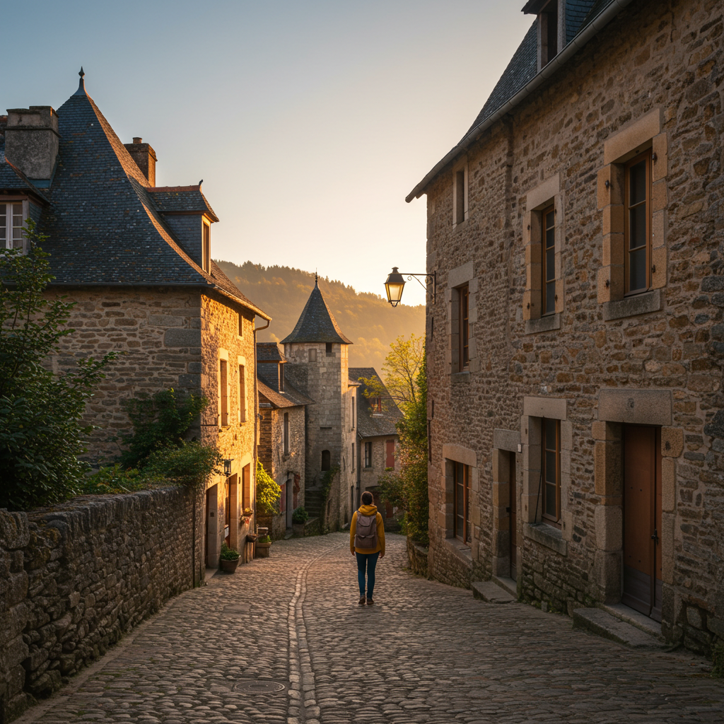 Pérouges medieval village Ain showing cobblestone streets and fortified stone architecture