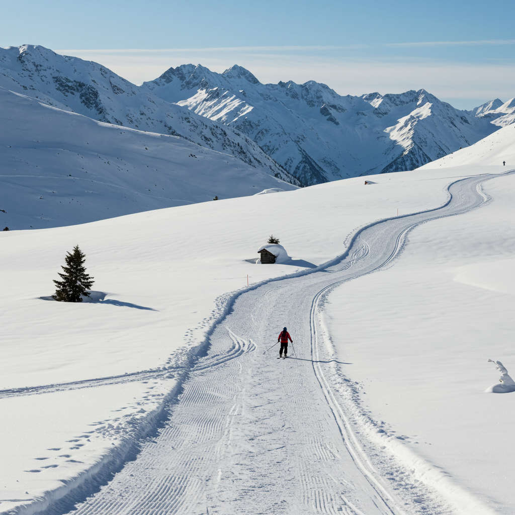 Plateau de Beille Ariège showing snow-covered plateau and cross-country skiing terrain