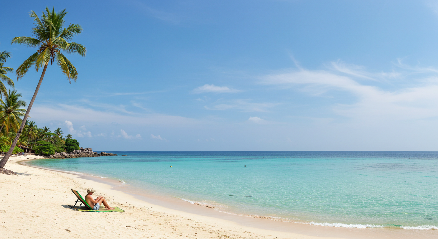 Koh Mak beach showing clear water and palm trees