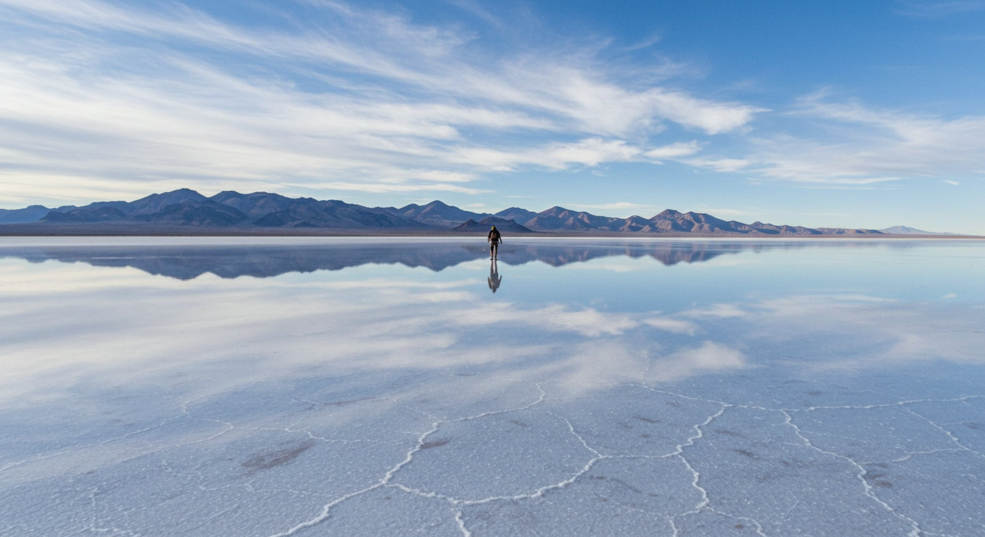 Bonneville Salt Flats Utah showing expansive white salt desert with mountain backdrop